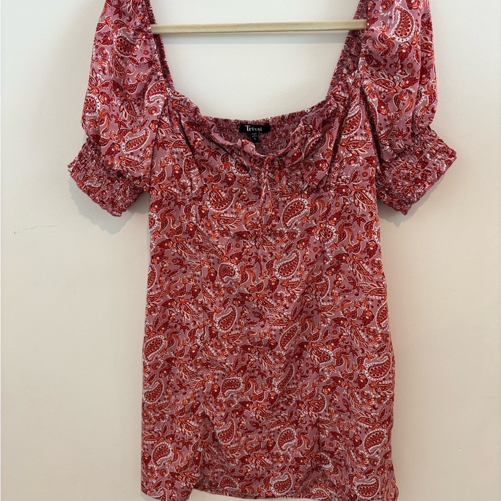 Paisley Puff Sleeve Mini Dress